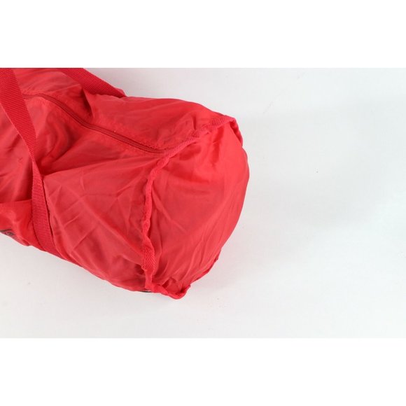 Vtg 90s Pizza Hut Striped Spell Out Handled Duffel Gym Bag Carry On Red Nylon - Picture 4 of 9